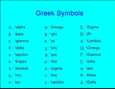 حروف و علامت های یونانی